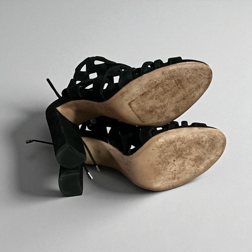 Alexandre Birman Loretta Black Suede Cutout Block Heel Sandals EU 37 US 7 - Picture 7 of 14